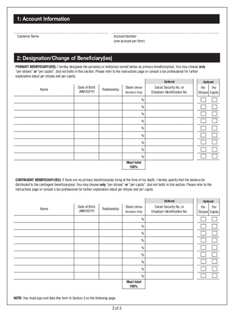 Beneficiary Designation Form Template