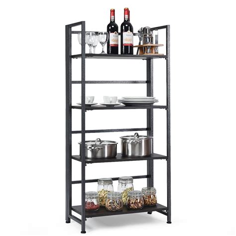 Giantex 4 Tier Folding Bookshelf Open Display Rack Metal Storage