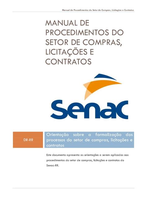 Pdf Manual De Procedimentos Do Setor De Compras Licita Es E