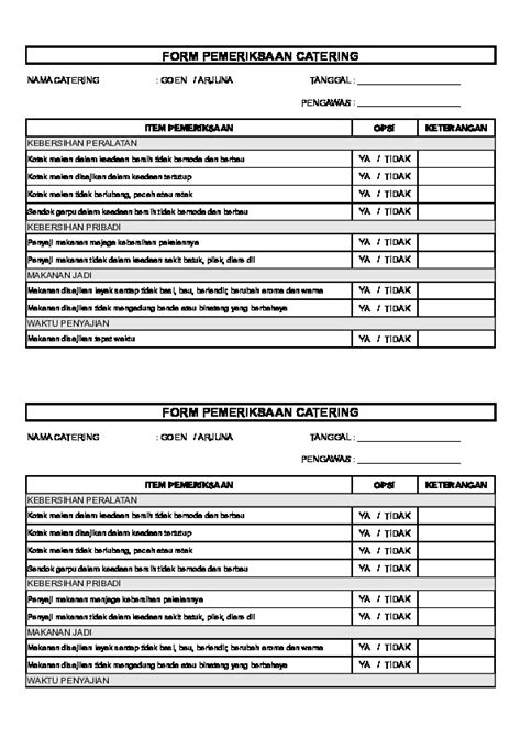 Form Pemeriksaan Catering Pdfcoffee