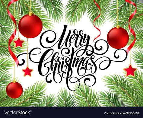 Merry Christmas Handwriting Script Lettering Vector Image