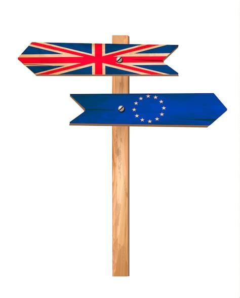 Premium Vector Two Wooden Signs UK And EU Brexit Concept Vector