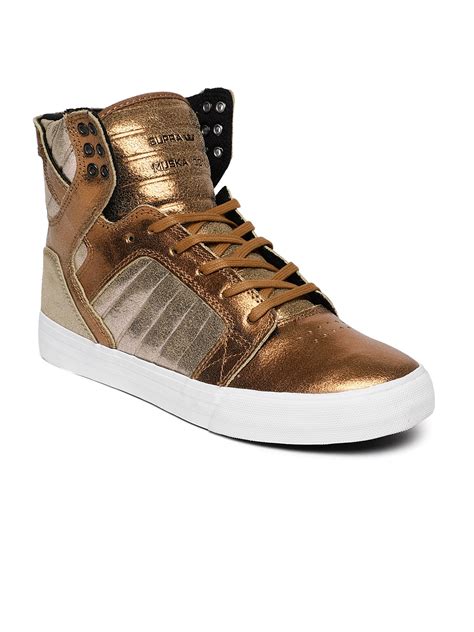 Buy Supra Women Copper & Rose Gold Toned Solid SKYTOP High Top Sneakers ...