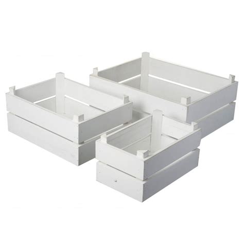 White Wooden Storage Crates Set Of 3