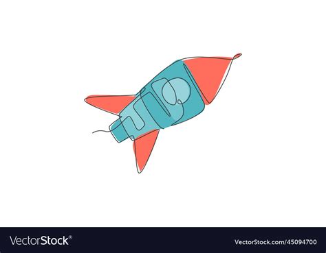 One single line drawing of simple vintage rocket Vector Image