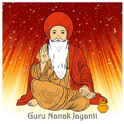 Vector Guru Nanak Jayanti Festival De Fondo Brillante Vector Premium