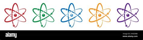 Atom Color Icons Set Molecule Symbol Or Atom Symbol Vector