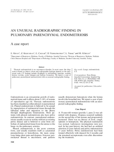 Pdf An Unusual Radiographic Finding In Pulmonary Parenchymal