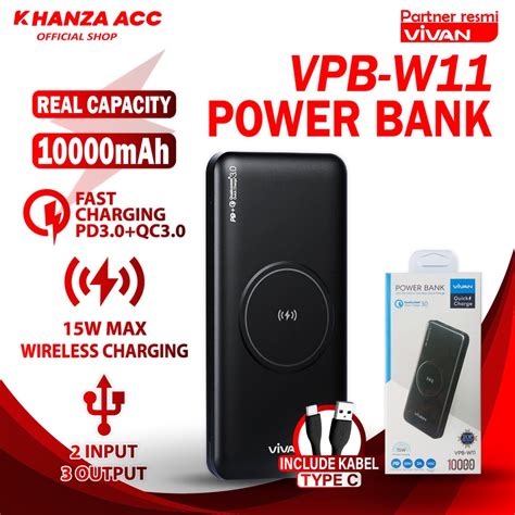 Jual KHANZAACC VIVAN VPB W11 Powerbank 10000mAh Wireless 3 Output Fast