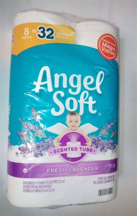 Angel Soft Scented Tube Fresh Lavender Toilet Paper 8 Rolls 320