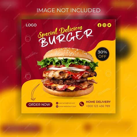 Premium Vector Delicious Burger Social Media Post Design Template