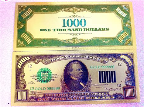 Gold 1000 Dollar Bill Placeholder 1K Cash Placeholder Slips - Etsy