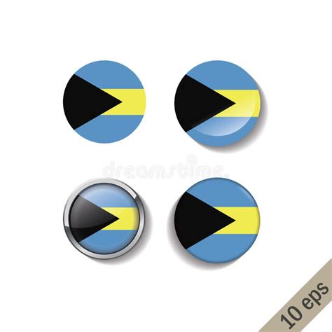 Bahamas Badges Background Pile Of Bahamian Flag Buttons Stock