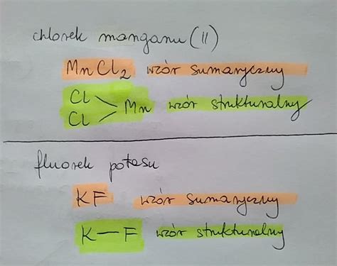 Podaj Wz R Sumaryczny I Strukturalny Chlorek Manganu Ii Fluorek