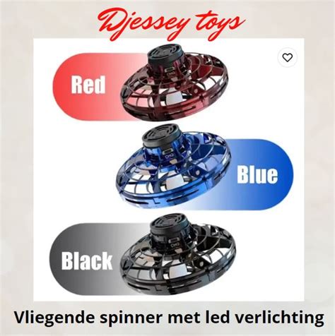 Vliegende Spinner UFO Spinner Met Led Verlichting Kleur Zwart Bol