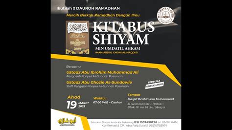 Live Meraih Berkah Ramadhan Dengan Ilmu Bag Ustadz Abu Ghozie