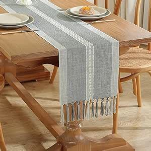 Amazon Rustic Linen Table Runner With Tassels Farmhouse Table