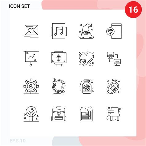 Set Of 16 Vector Outlines On Grid For Chart Programming Halloween