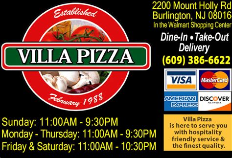 Villa Pizza Burlington NJ Official Mobile App