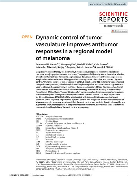 Pdf Dynamic Control Of Tumor Vasculature Improves Antitumor Responses