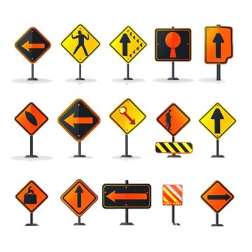 Road Sign Set Information Empty Roadside Signs Traffic Control Signs