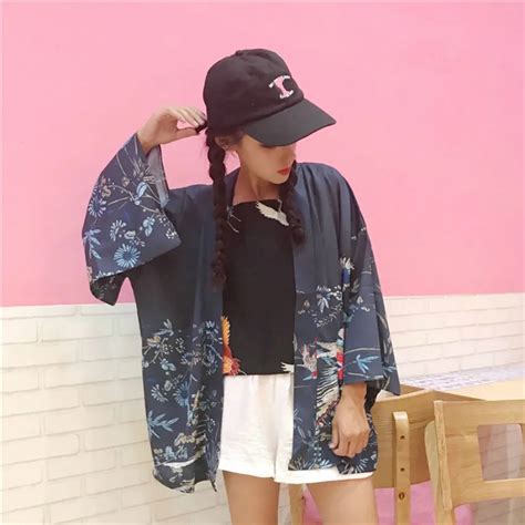 2017 Japanese Style Retro Navy Blue Kimono Casual Kimono Clothes ...