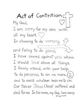 The Act of Contrition - Catholic Prayer by Ingrid's Art | TPT