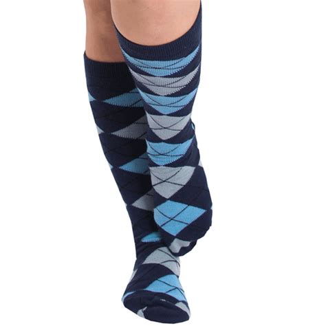 Navy Bluegold Argyle Knee High Socks