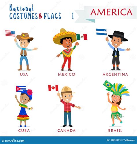 Trajes Nacionales Y Banderas De Las Naciones Ni Os De Am Rica Del Mundo