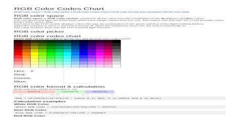 Rgb Color Codes Chart: A Visual Reference of Charts | Chart Master