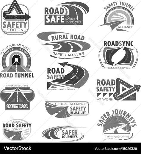 Icons set for road safety construction Royalty Free Vector