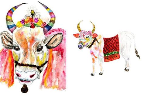 Pongal Cow Drawing Graphic by AnnArtshock · Creative Fabrica