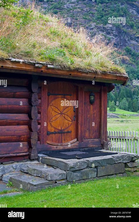 Sod Roof Building in Flamsdalen Valley, Flam, Sognefjorden, Western ...