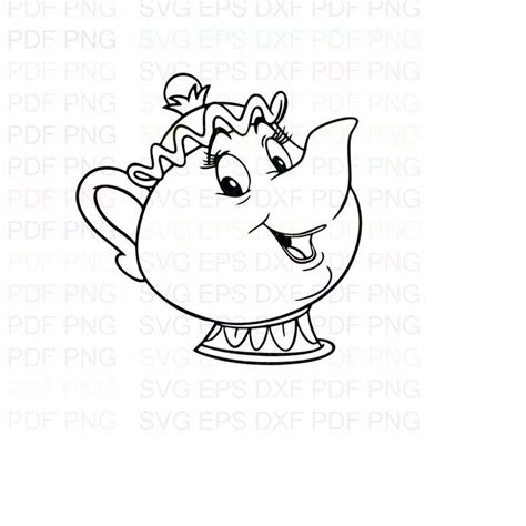 Mrs Potts Beauty And The Beast Outline Svg Dxf Eps Pdf Png Inspire