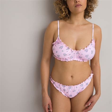 Bikini Bh Bustier Boorden Met Volants Bloemenprint La Redoute