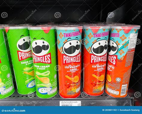 Many Flavors of Pringles Potato Chip on Shelf on 7-11 Editorial Photography - Image of logo ...