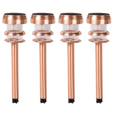 Pure Garden Solar Powered Copper Path Led Lights 4 Pack M150039 The