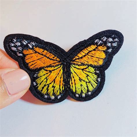 Yellow Monarch Butterfly Iron On Patch B68 Etsy Monarch Butterfly