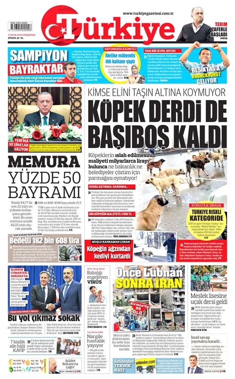 Türkiye Gazetesi Türkiye Manşet Oku Haberler 04 Ocak 2024