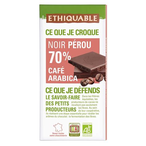 Chocolat Noir Cacao Caf Arabica P Rou Bio Ethiquable La Tablette