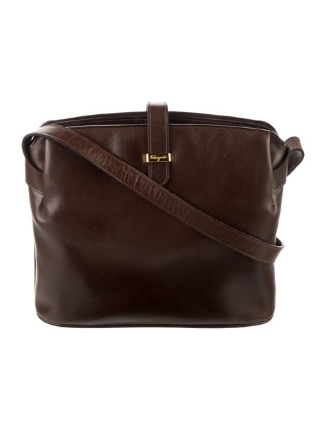 Salvatore Ferragamo Small Leather Crossbody Bag Brown Crossbody Bags