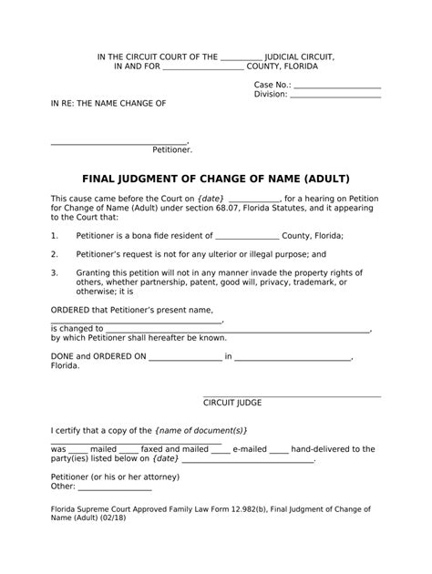 Final Judgment Change Name Doc Template Pdffiller