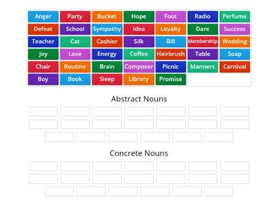 Concrete Nouns And Abstract Nouns Teaching Resources