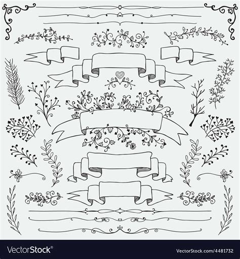 Hand drawn floral design elements Royalty Free Vector Image