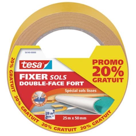 Ruban adhésif double face fixation forte spécial sol lisse 25M X 50