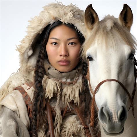 Premium AI Image | Mongolian Horse Rider in Traditional Wear