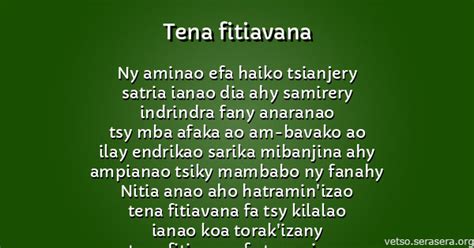 Tena Fitiavana Sandratra Tononkalo Malagasy