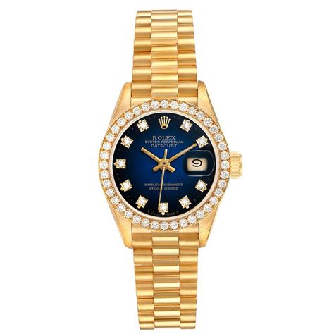 Rolex President Datejust 26 Yellow Gold Diamond Ladies Watch 69138 For Sale At 1stdibs