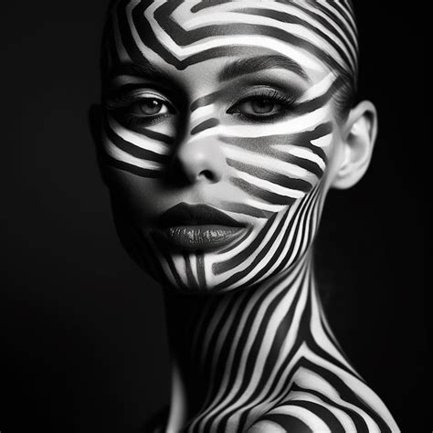 Premium Photo A Woman With The Lines Drawn On Her Face And The Word