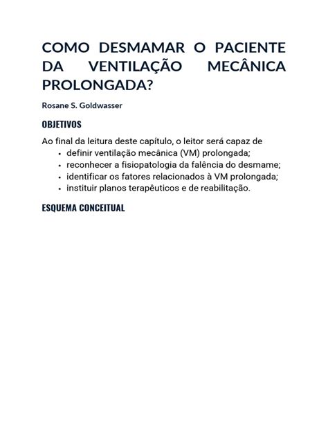 Como Desmamar O Paciente Da VentilaÇÃo MecÂnica Prolongada Secad